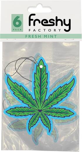 Freshy Factory 850048861220 Weed Leaf Car Air Freshener Mint Scent 6 Pack Green