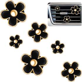 Frienda-03927 Frienda 6 Pcs Daisy Flower Air Vent Clip Christmas Piece Assortment Black