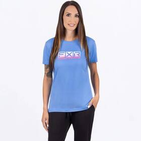 242227-4194-22 Fxr Racing Podium Premium Womens T-shirt 3xl Tranquil Blue/e Pink