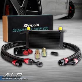Alo03056 G-plus Universal 19 Row An10 Aluminum Engine Oil Cooler Kit Filter Adapter Hose End