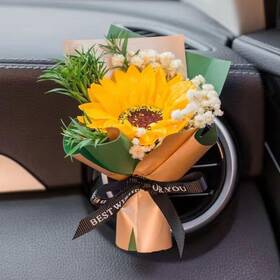 Galepromot 740207163114 Fresh Flowers Mini Dried Bouquet For Car 1 Count Pack Of Yellow