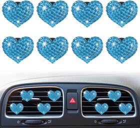 O2-vmyn-50lk Gowxs 8 Pcs Bling Heart Crystal Air Vent Clips - Diamond Blue