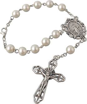 Hanlincc 762844972522 One Decade Catholic Auto Rosary With Anti-silver