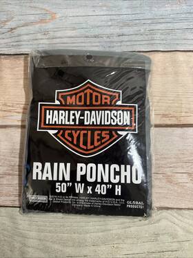 Harley-davidson 780974470511 Rain Poncho Gray Bold Bar And Shield 50 Inch X40 New A1