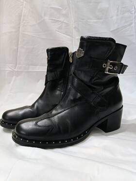 84420 Harley-davidson Bella Black Leather Motorcycle Riding Boots Womens Sz 7.5