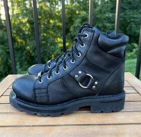 D84189 Harley Davidson Moto Chunky Y2k Goth Grunge Biker Lug Lace Up Boots Size 8.5