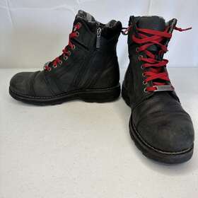 D96006 Harley Davidson Carter Mens Boots Size 9.5 Black Leather Zip Up Free Ship