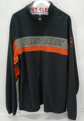 Hh49 Harley-davidson Fleece Jacket Mens Xl Black Therma Base