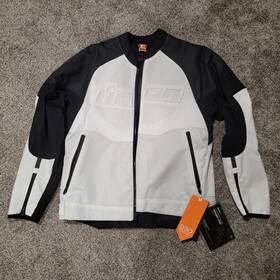 2810-4121 Icon Overlord 3 Leather Jacket - White Xl