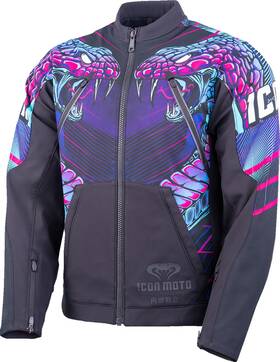 2820-7784 Icon Synthwave Merc3 Lazer Cobra Jacket - Black 2xl