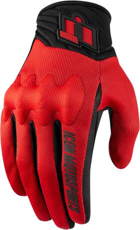 3301-3687 Icon Anthem 2 Textile Short Motorcycle Gloves Red Size Xxl