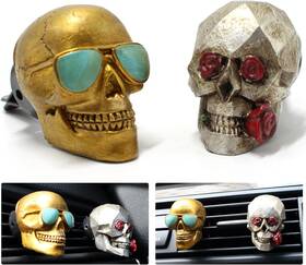 Idefair 742484752173 Sugar Skull Air Freshener For Car Truck Accessories Men Women Gold-sliver