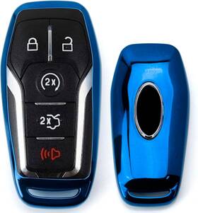 Aa3323-blue Ijdmtoy Chrome Finish Blue Tpu Key Fob Protective Cover Case Compatible