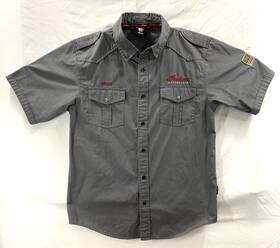 286368106 Indian Motorcycle Womens Casual Staff Shirt Size M Gray Embroidered Logo
