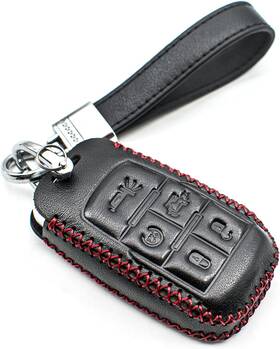 Ip1289 Infipar Fit For Dodge Ram 2500 3500 4500 5500 Genuine Leather Smart Key Fob Black/red