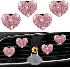 Jinshining 792483748653 5pcs Pink Bling Heart Air Vent Clips Crystal 5 Count Pack Of 1
