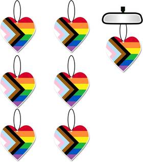 Jjlfresheners 792483945250 6 Pcs Rainbow Heart Flag Car Air Fresheners Funny Hanging