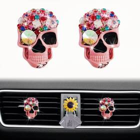 Jowxsx 760627760656 Pink Skull Air Vent Clips 2 Pcs Bling Skeleton 0.25 Fl Oz Pack Of 4