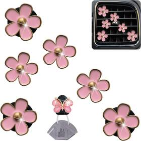 Jowxsx 762704375173 Pink Daisy Air Vent Clips 6 Pcs Cute Flower Car Fresheners Vents