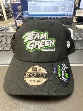 K003-4113-bkns Kawasaki Team Green New Era Curved Bill Baseball Hat Black
