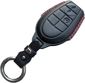 Cba1004br Kawihen Leather Key Fob Cover Compatible With Black Red Stitching