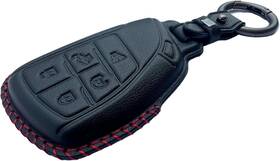 Sg0707d Kawihen Leather Key Fob Cover Compatible With 2022 Black Red Stitching