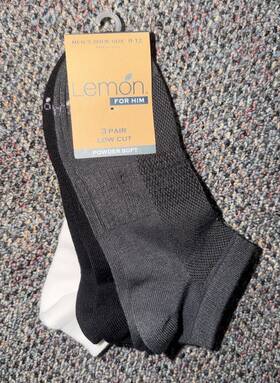 Lemon 806409902071 For Him Low Cut Socks 3 Pack New Size 10-13