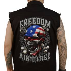 Co60195m Lethal Threat Decals Freedom Ainftt Free Printed Sleeveless Button Down Shirt - Black Medium