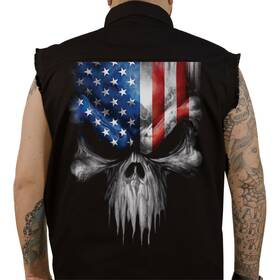 Co60213xxl Lethal Threat Decals Usa Skull Melt Sleeveless Shirt - Black 2xl