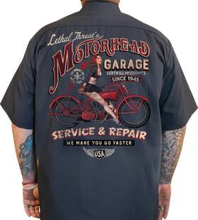 Dg60177m Lethal Threat Motorhead Garage Shop Shirt - Gray Medium
