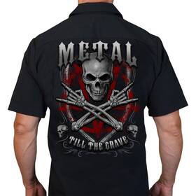 Dg60179l Lethal Threat Metal Till The Grave Shop Shirt Large Black/red/gray