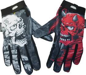 Gl15021l Lethal Threat Good N Evil Skulls Gloves - Black Large