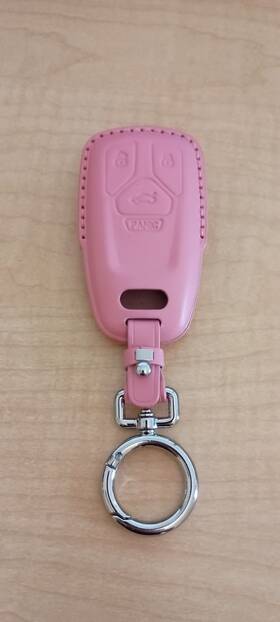 Z014 Lexkaso Pink Leather Audi Key Cover Fashion Fob Case For Q5 A4 A5