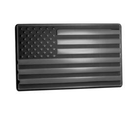 Lfparts 682858062395 Usa American Embossed Stainless Steel Metal Flag For Cars Trucks Black 5 Inch X3