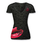 Lt20280-sm Lethal Angel Womens Lip Skull Burnout Black