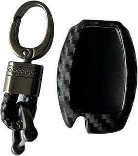 M.jvisun 611188902255 Soft Silicone Rubber Carbon Fiber Texture Car Key Fob Black - Weave Keychain