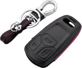 M.jvisun-kc-pt2-adq7 M.jvisun Men Women Genuine Leather Key Fob Cover For Audi A4 A4l A5 A6 Black