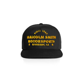 Since67-hat-blk-os Malcolm Smith Motorsports Since 1967 Black And Gold Snapback Hat Baseball Cap
