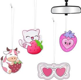 Mengsood 728062478673 Car Air Freshener Heart Glass Cow Hanging Slices 4pcs Adorable