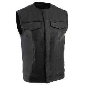 Lkm3721-blk-xl Milwaukee Leather Concealed Snap Vest Black X Large Mens Collarless
