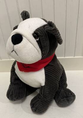 80452465960 Mini Cooper Bulldog Stuffed Animal Plush Toy Grey White Red Bandanna
