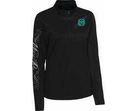 3051-1234 Moose Offroad Flourish Script Womens Quarter Zip Pullover Xl Black