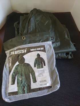 Mossi 802024031295 Adult Rain Suit Jacket And Pants Green Simplex Pvc Sz. M