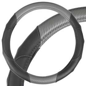 Sw-712-bk Motor Trend Q1 20k4 Steering Wheel Cover Carbon Fiber Grip Ergonomic Soft Leather Universal Fit