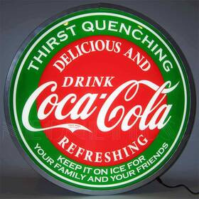 7ccgrn Neonetics Backlit Led Lighted Round Sign Coca-cola Evergreen 15 Diameter