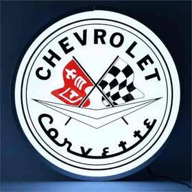 7corvf Neonetics Backlit Led Lighted Round Sign Corvette Flags 15 Diameter 4 Dep