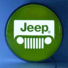 7jeepg Neonetics Backlit Led Lighted Round Sign Jeep Green 15 Diameter 4 Depth