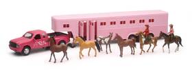 Ss-15395 New Ray Toys Pink For Pickup Fifth Wheel Horse Trailer Set/ Scale - 1 32