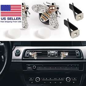 Op-880 Ouzorp 2 Pcs Crystal Bee Car Air Fresheners Vent Clips Shiny Silver
