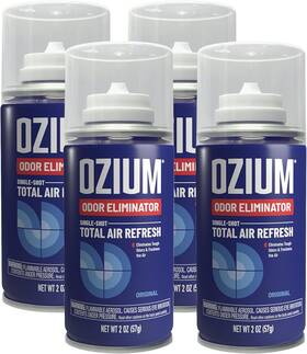 807079 Ozium Air Freshener Odor Eliminator 2oz Single Shot Total Refresh Blue